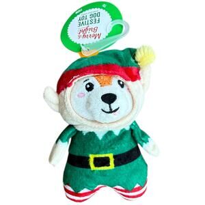 Merry & Bright Elf Fox Festive Dog Toy Cutesy Plush Green Holiday Christmas NWT